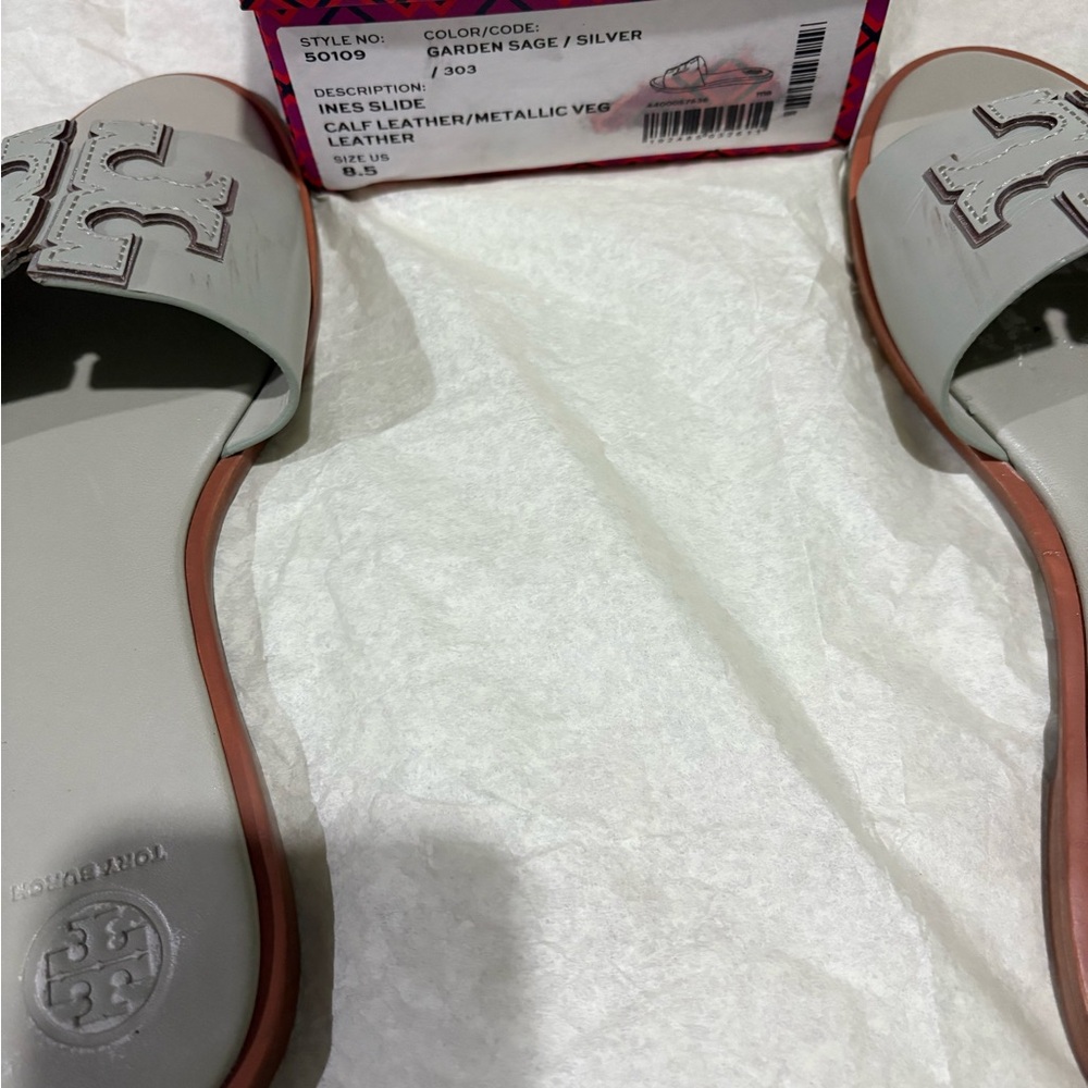 Tory Burch Light Gray Slide Sandals - Picture 11 of 11
